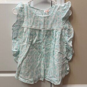 Cat & Jack Light Blue/Fresh White Top (Size L - 10/12)